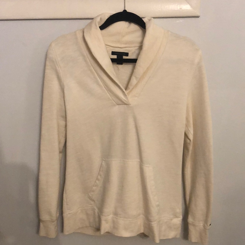 Ivory Cowlneck Pullover w, front pouch